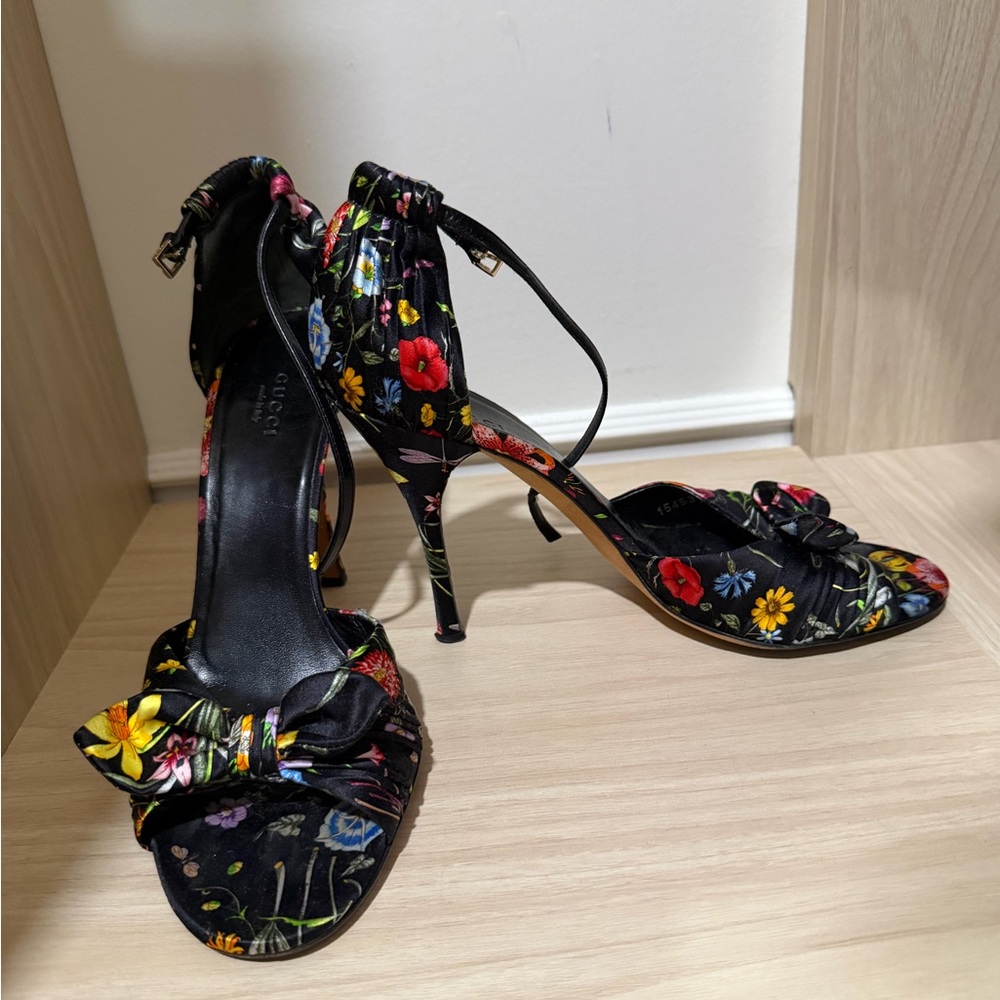Gucci Black Floral Heels